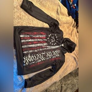 Black Hoodie with American Flag Design